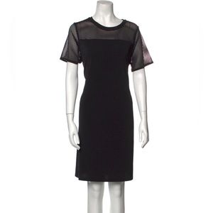 Michael Kors Crew Neck Shift Dress with Mesh/Cut Out Accent